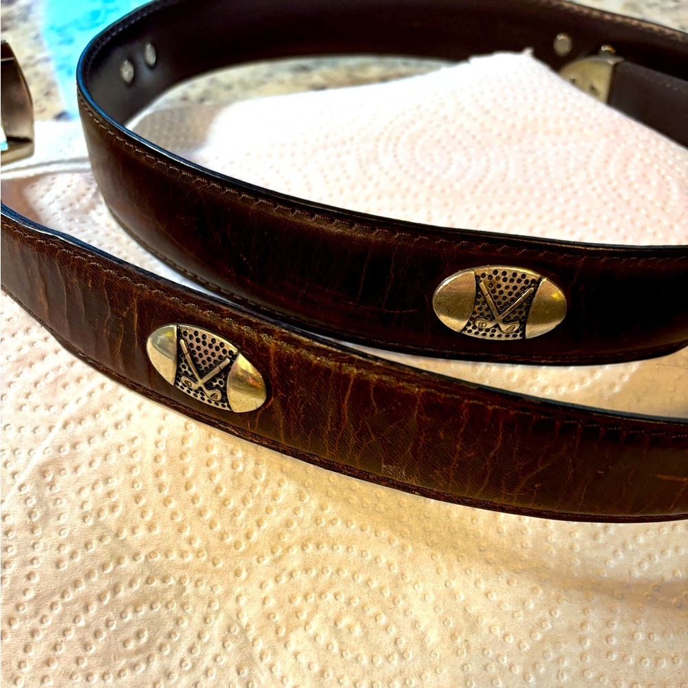 Men’s AML Golf Club brown top grain Oil tan leather belt size 42 vintage
